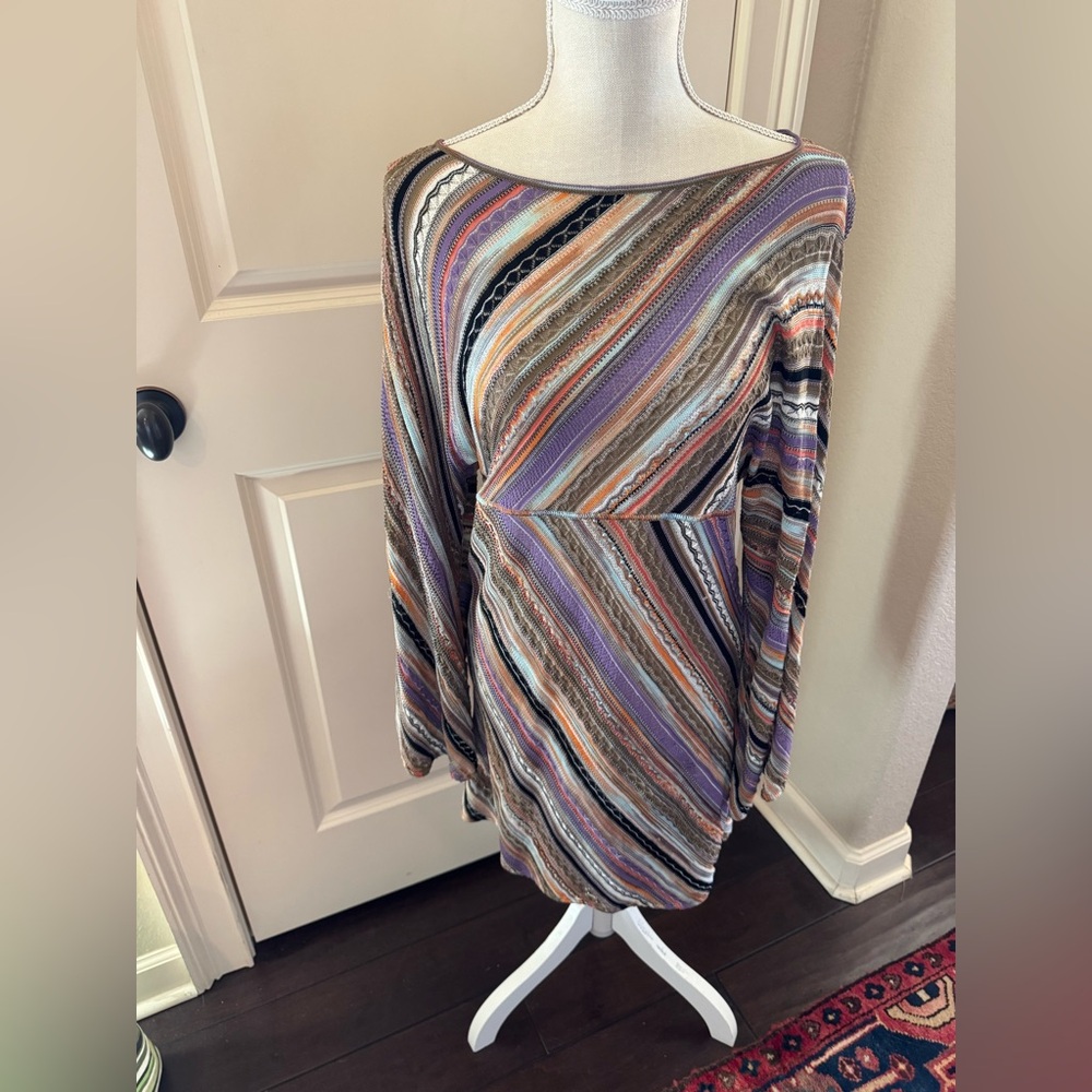Missoni Purple and Orange Striped Knit Dress
